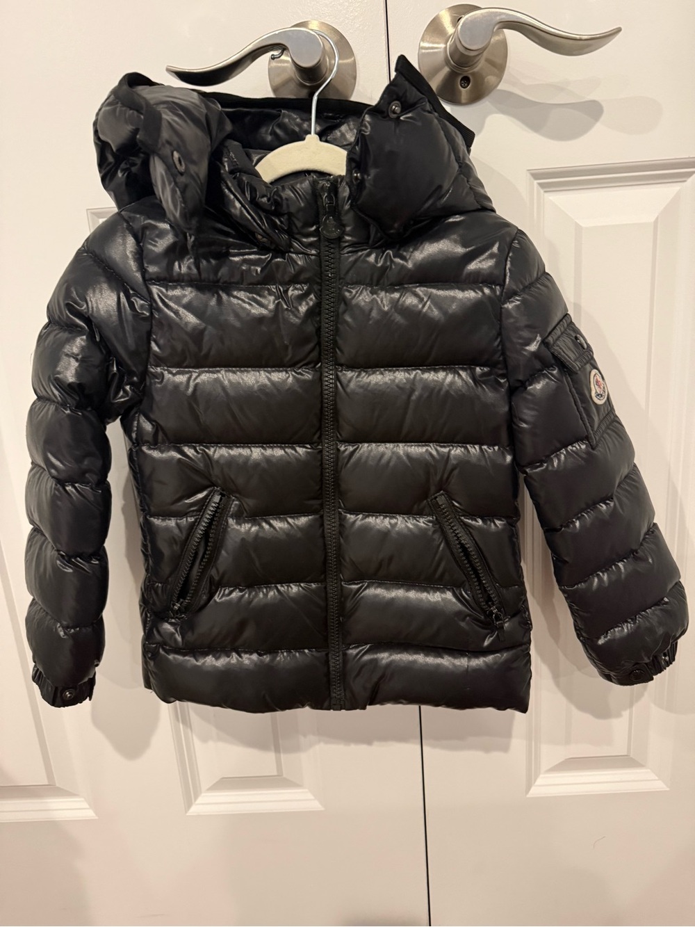 Moncler Kids Black Bady Puffer Jacket with Hood